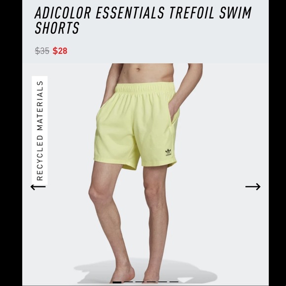 Adidas ESSENTIALS TREFOIL SWIM SHORTS in Pulse Yellow - Picture 1 of 9